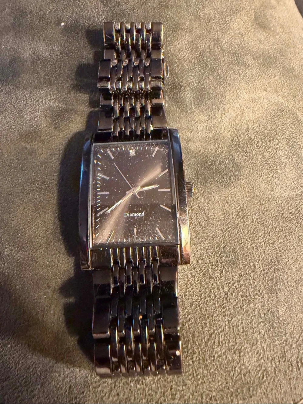 Black Rectangular Diamond Dial Men's Bracelet Watch